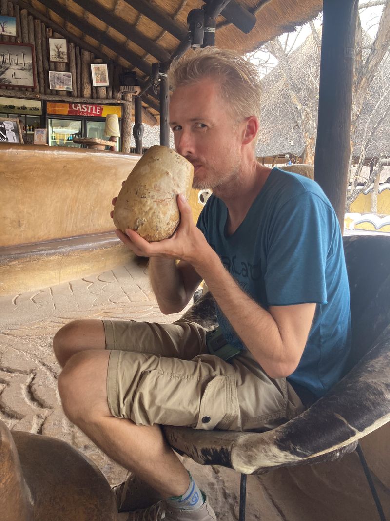 Matthijs drinks a Botswana special beer